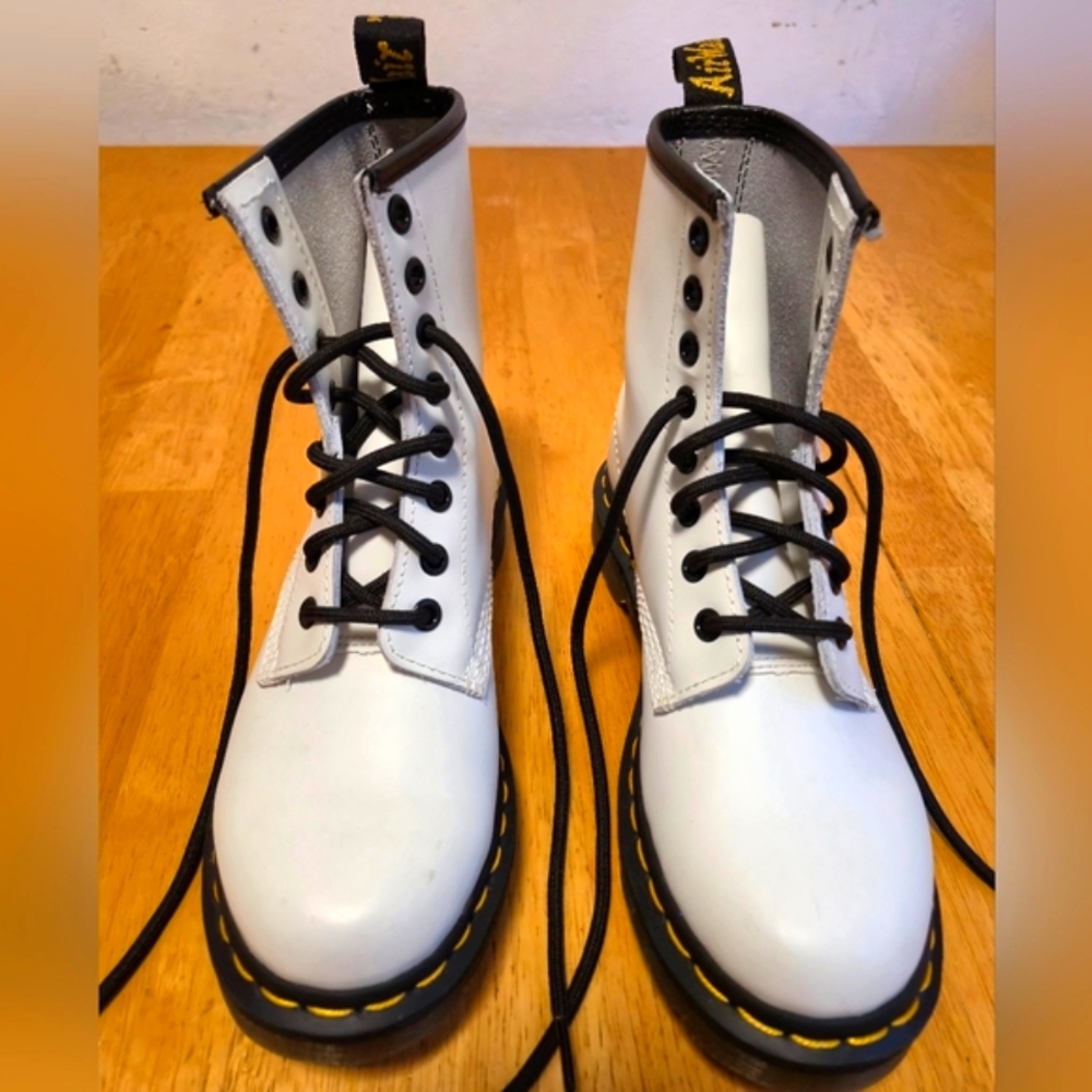 Dr. Martens White Lace Up Boots